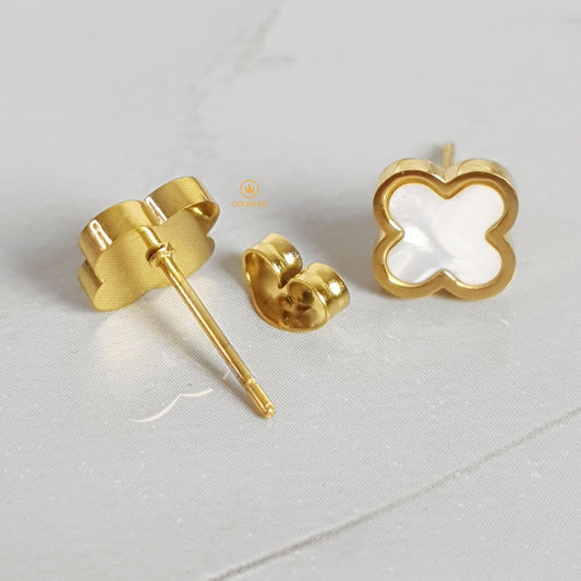 Aretes Trébol Blanco