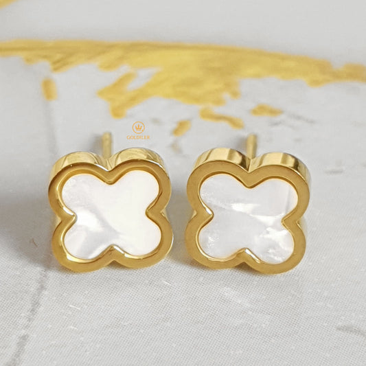 Aretes Trébol Blanco